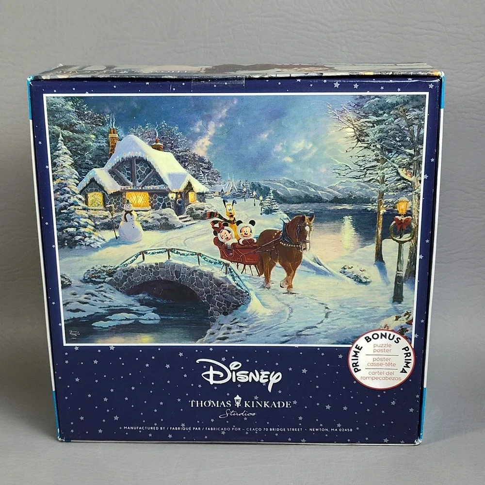 Ceaco Disney Thomas Kinkade 1000 pc Puzzle Mickey Minnie Evening Sleigh Ride NEW